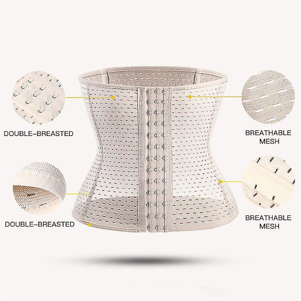 Kvinnor Waist trainer Korsett Bälte Under Kläder Sport Mage Kontroll Long Torso Shapewear BEIGE 3XL