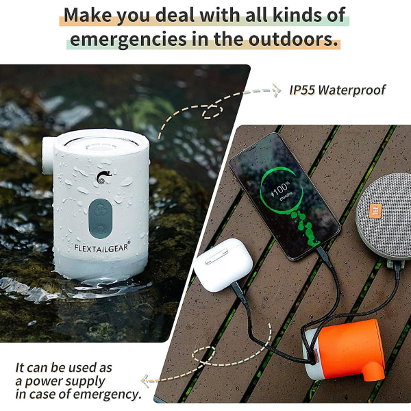 Max Pump 2 Pro Portable Mini Air Pump Campingutrustning Elektrisk uppblåsare USB laddningsbelysning för utomhusbruk Orange