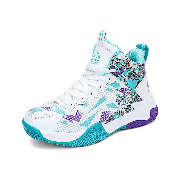 Barn Sneakers Pojkar Basketskor Halkfria Barn Sportskor 3B017 Cyan 34