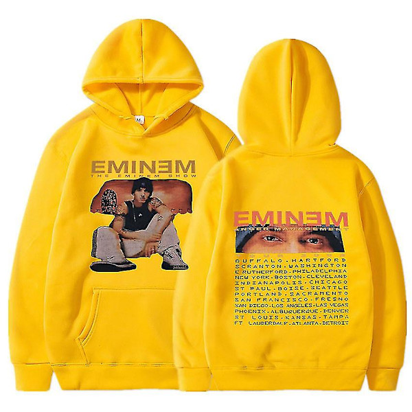 Eminem Anger Management Tour 2002 Hoodie Vintage Harajuku Funny Rick Sweatshirts Långärmade Herr Dam Pullover Mode Yellow 2XL