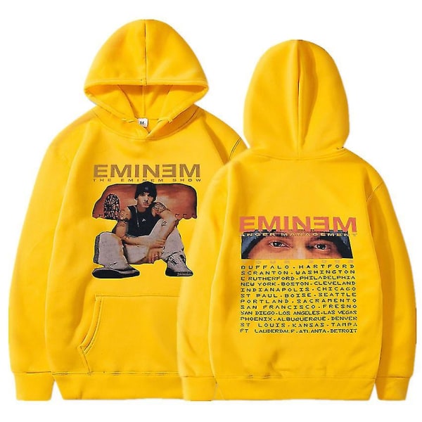 Eminem Anger Management Tour 2002 Hoodie Vintage Harajuku Funny Rick Sweatshirts Långärmade Herr Dam Pullover Mode Yellow S
