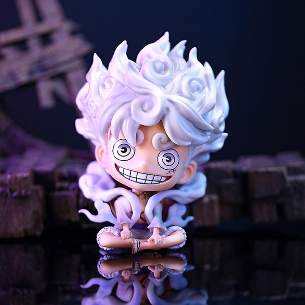 One Piece Luffy Gear 5 Anime Figur Sun God Nika 17cm Pvc Action Staty Staty Samlarobjekt Modell Dockleksaker För Barn Present C with box 13cm white