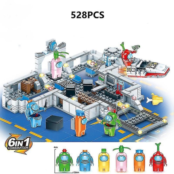 Timubike 528pcs Amongs Game Space Combat Base Capsule Alien Building Blocks Docka Modell Tegelstenar Barnpaket Present till barn null none