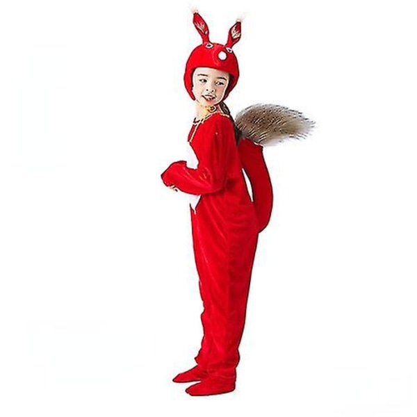 5 Färger Barn Ekorre Cosplay Jumpsuit För Barn Djur Scen Fairy Tale Performance Kläder Halloween Squirin Cos Kostym-yvan 100cm Red