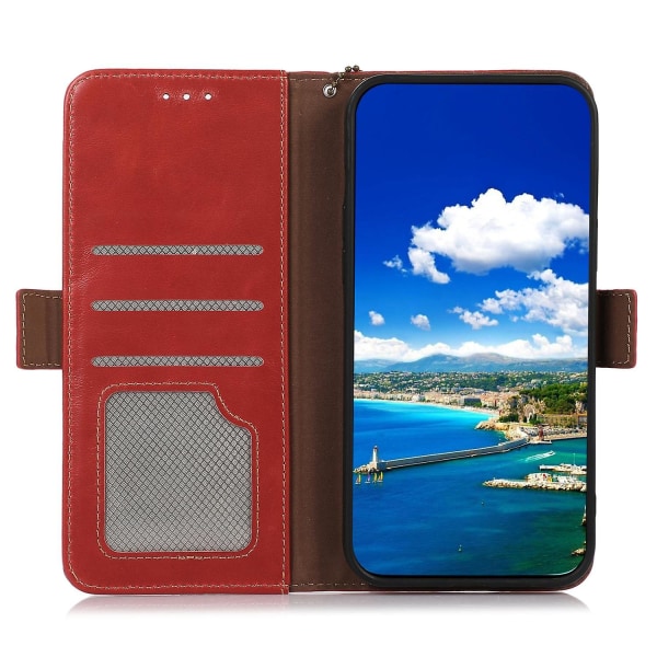 Cover i äkta koläder för Huawei nova Y91 4G/Enjoy 60X, Plånbok RFID-blockeringsställ Fodral-röd null none