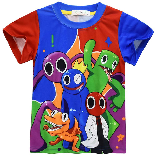 Rainbow Friends 3d-utskrift Kortärmad T-shirt Sommar Toppar med rund hals för barn Ungdom Pojkar E 5-6 Years