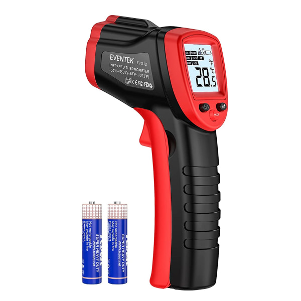 Infraröd termometer, Eventek IR lasertermometer -50°C-550°C (-58°F-1022°F), kontaktfri digital temperaturpistol