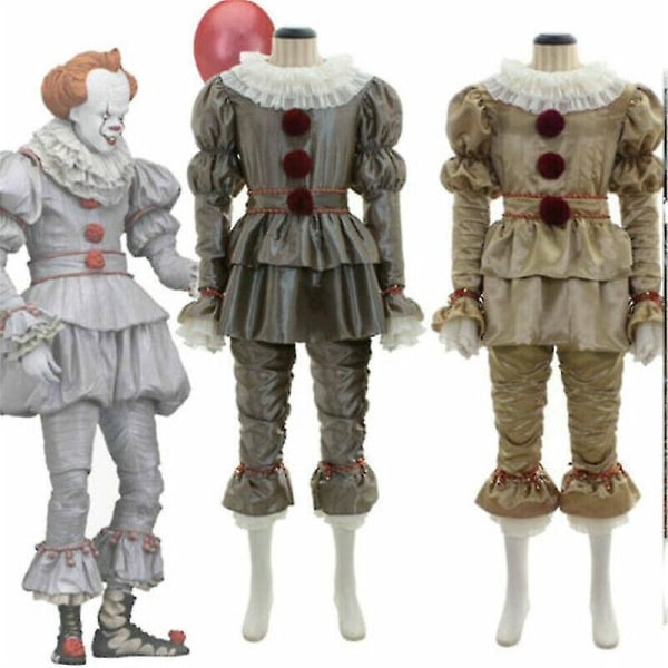 Barn Halloween Cosplay Outfit Stephen King's Pennywise Boys Costume Clown M Light grey
