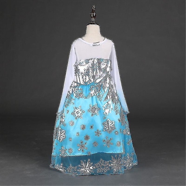 Barn Flickor Frozen Elsa Paljetter Satin Fancy Dress Gradient Sleeve Tyll Dress-c 3-4 Years