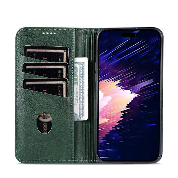 AZNS Calf PU case för iPhone 15 Plus Dark green