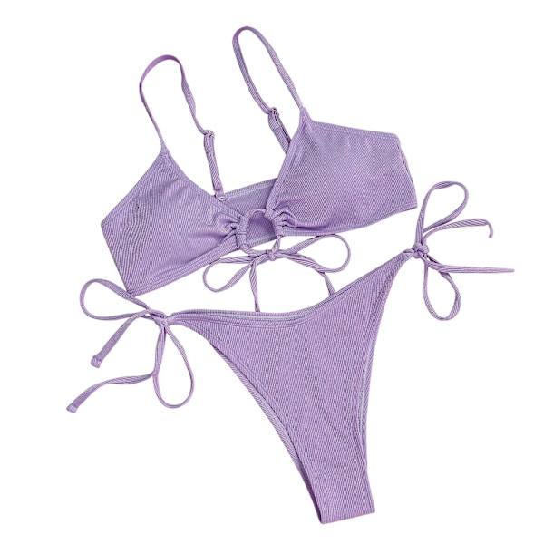 Baddräkt För Dam Baddräkt Damsele Hög midja Delad Baddräkt Baddräkter Purple S