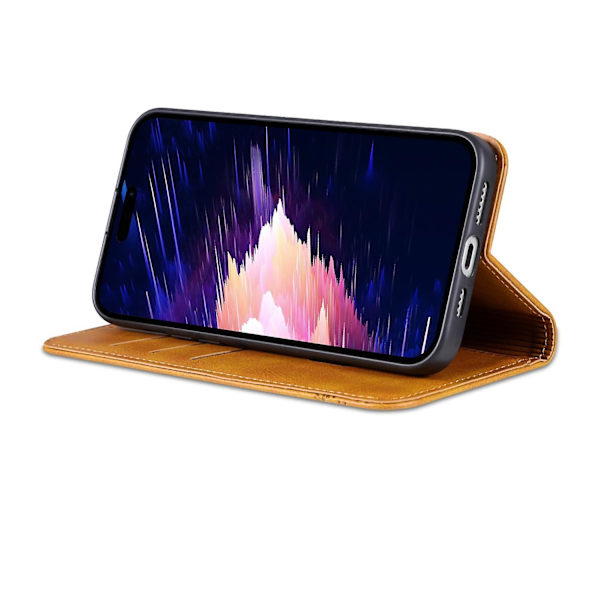 AZNS Calf PU case för iPhone 15 Plus Light brown