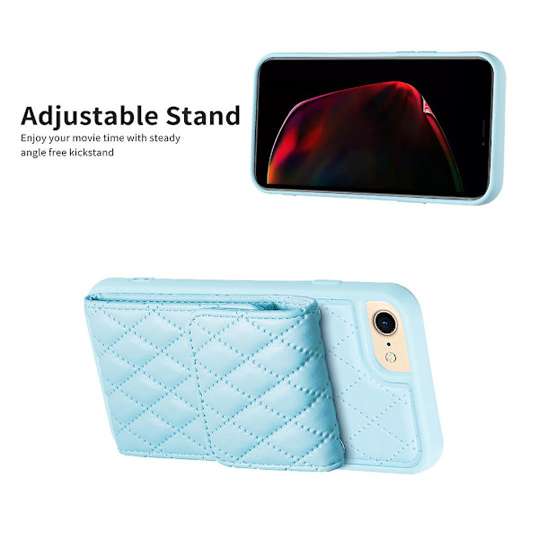 Bf22-stil case för Iphone 6 / 6s / 7 / 8 / Se (2020) / Se (2022) Kickstand Pu läderbelagd Tpu cover Blue
