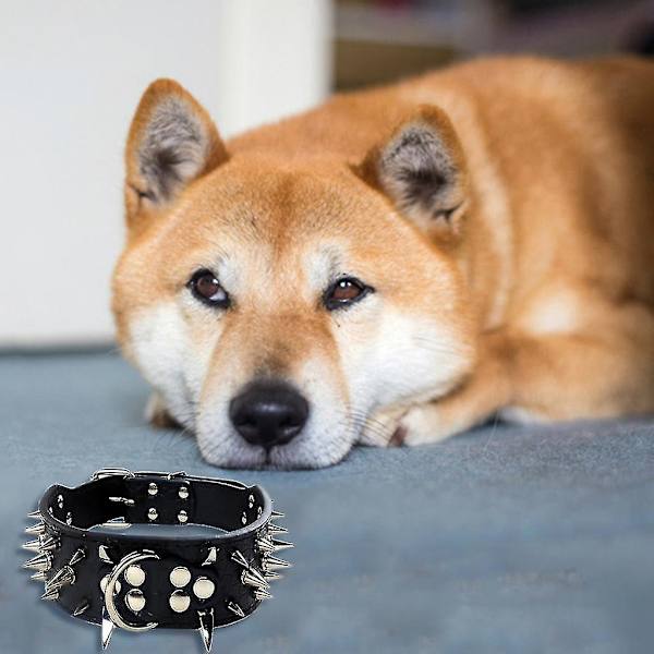 Punk Pu dubbade hundhalsband Justerbar sele för husdjur Spike konstläder hundtillbehör 1 st-vit null none