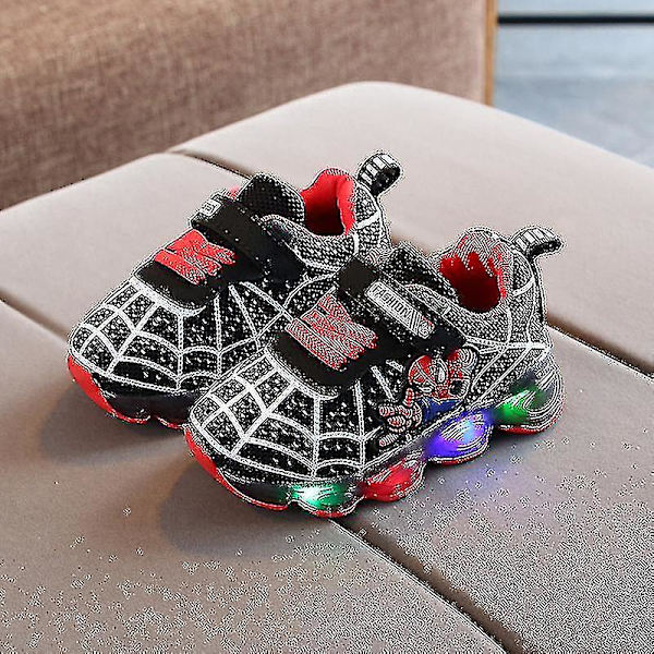 Barn Sport Led-skor Spiderman Ljussneakers black 34