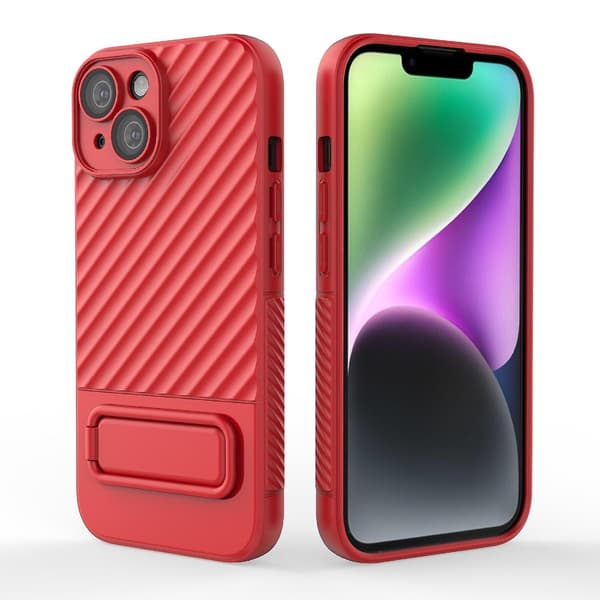 Wavy Texture TPU- case för iPhone 15 Red
