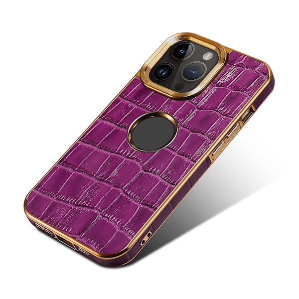Denior Crocodile Texture PU case för iPhone 15 Purple
