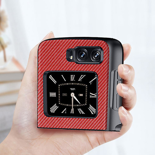 Läderbaksida cover för Moto Razr 2022 Telefon Flip Folding Fullt skyddande stötsäkert cover red