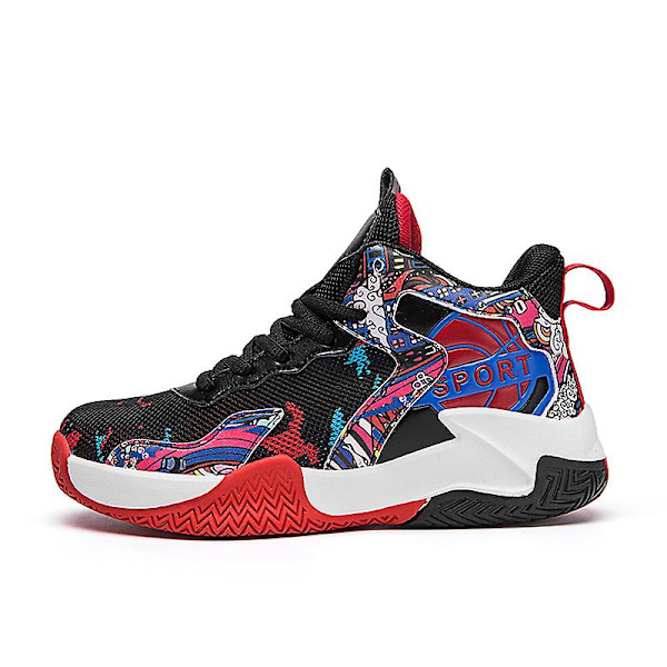 Barn Basketskor Andas Sneakers Trendiga Casual Skor Löparskor Yj025 BlackRed 32