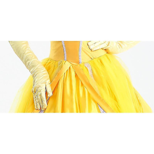 Halloween kostym Belle Princess Dress Vuxen Beauty And Beast Anime Belle Dress Cosplay Performance Kvinnor Födelsedagspresenter Dress AND Gloves L