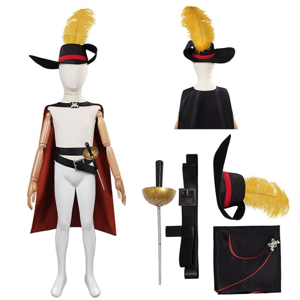 Barn Puss Cos In Boots Cosplay Kostym Kappa Bälte Hatt One Set Outfits Barn Pojkar Halloween Karneval Rollspelsdräkt (svärd ingår ej 100