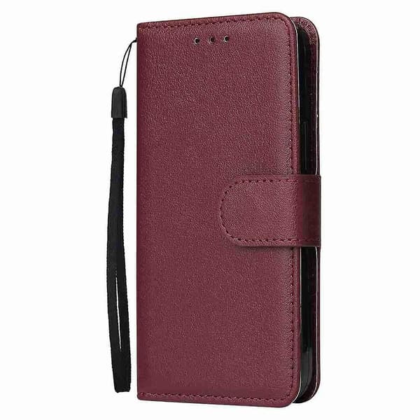 Phone case i läder för iPhone 15 Dark red