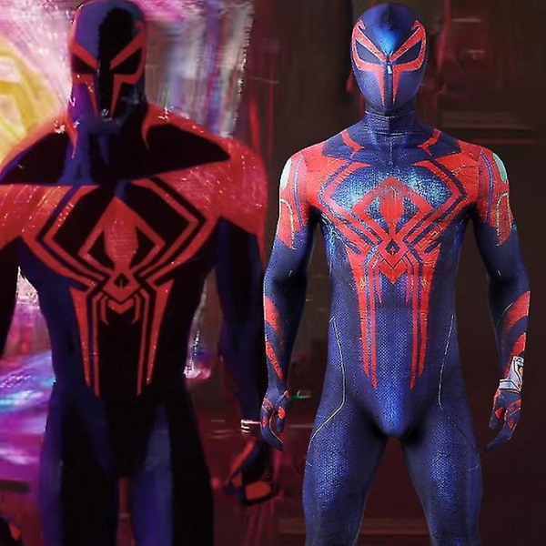 Män Pojke Spider Man Cosplay Kostym Party Jumpsuit Spider-man 2099 Finklänning XS