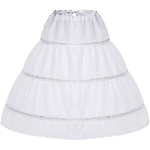 Barn Flickor Vit 3 Hoops Underklänning Crinoline Bröllopsbrudtärna Blomklänning