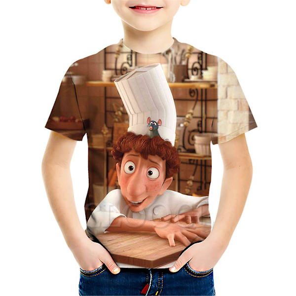 Barntröjor sommar 3D Digital Ratatouille Print Kortärmad Rundhalsad Lös T-shirt style4 155cm