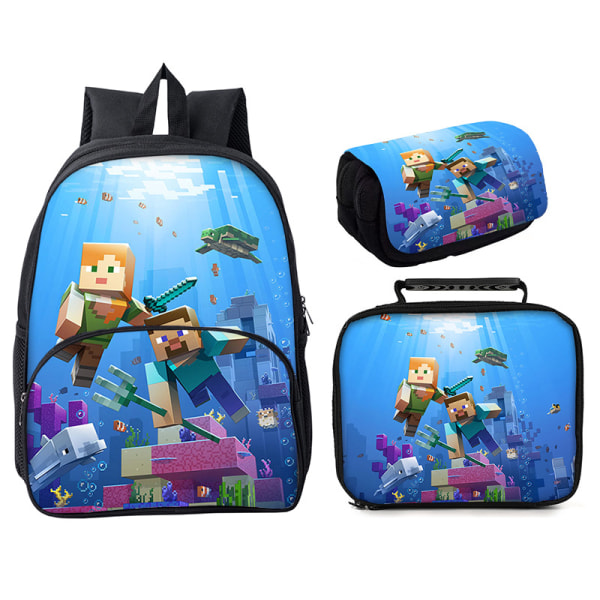 minecraft steve bag tredelad 16-tums ryggsäck stil 1