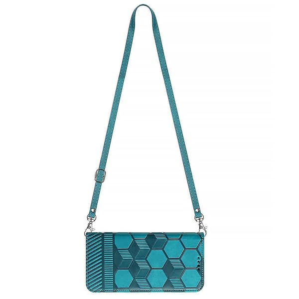 Crossbody PU- phone case för iPhone 15 Plus Light blue