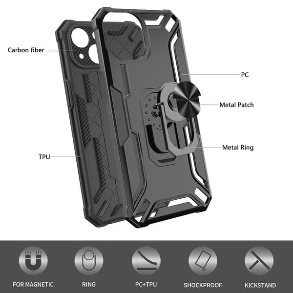 2 i 1 phone case för iPhone 15 Pro Black