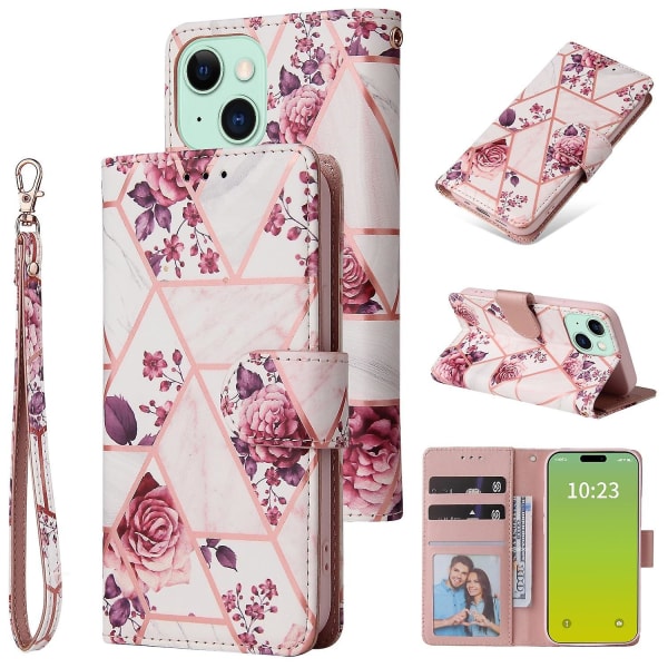 Marble Bronzing Läder Phone case för iPhone 15 Multicolor