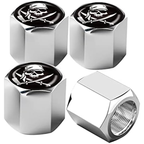 Ajxn 4-pack Skull Car Wheel Däck Ventil Stamkapslar Lufttäta dammsäkra lock Universal däck Luftventil Caps för bilar, lastbilar, cyklar, Car Ac White Scarf Skull #30