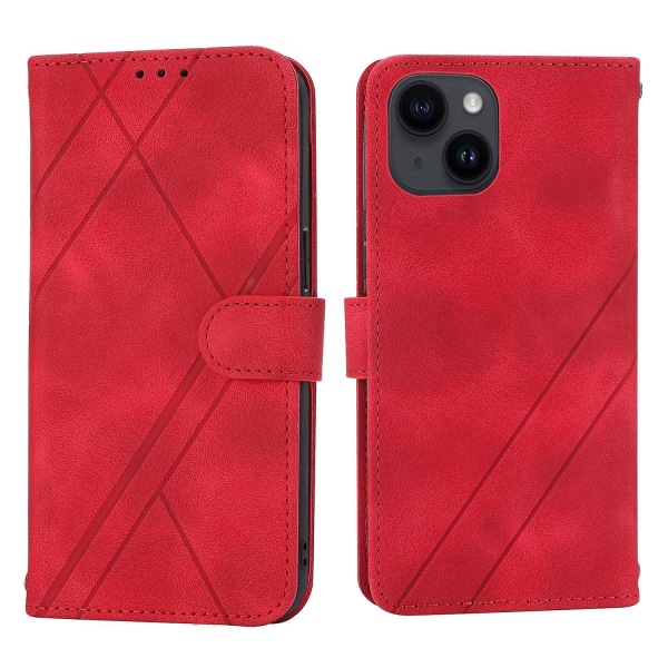 Case med präglat linje för iPhone 15 Plus Red