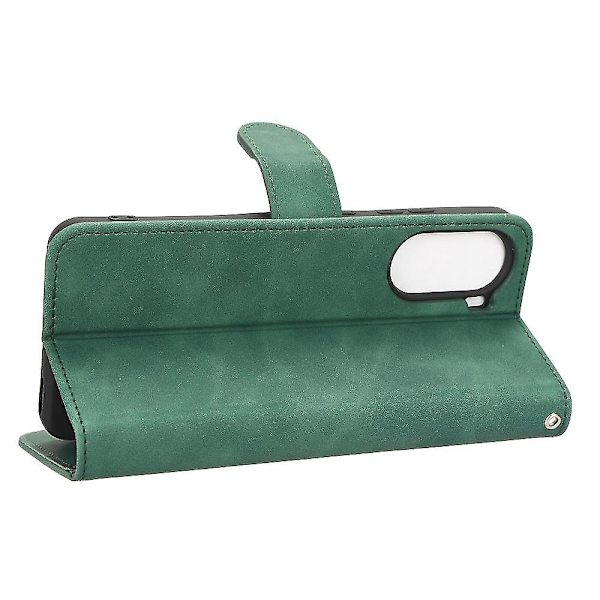 För Zte Blade V40 Design Anti-drop Tpu+pu Läder Phone case Stativ Plånbok Skin-touch Feeling Cover Green