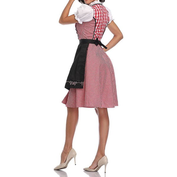 National Style Beer Festival Wench Kostym Oktoberfest Dirndl Klänning med Förkläde Maid Uniform Suit Black S