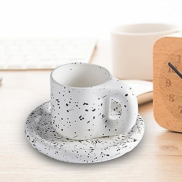 Nordic Mug Knubbig kaffemugg med fat Kalla drycker kopp Lätt att rengöra Diskmaskin Säker kaffekopp fat set för vänner Ink Dots