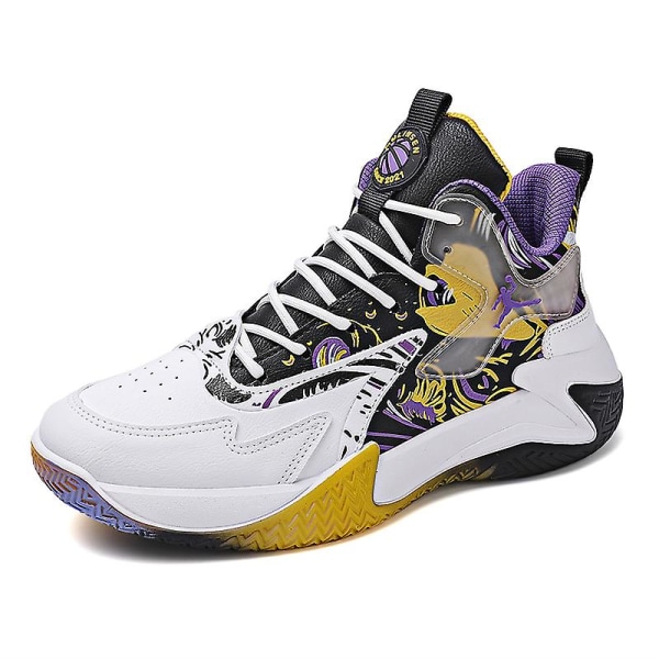 Basketskor för män Mode Halkfria sneakers Sportskor som andas Yjk801 WhitePurple 41