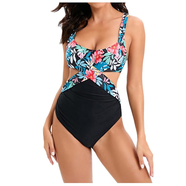 Baddräkter dam Baddräkt print Bikini baddräkt fylld bh Badkläder i ett stycke Beachwear Bikini baddräkter för kvinnor Green S