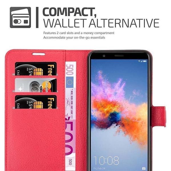 Honor 7X Sleeve Cover Case Case - med kortplatser och stativfunktion CARMINE RED 7X