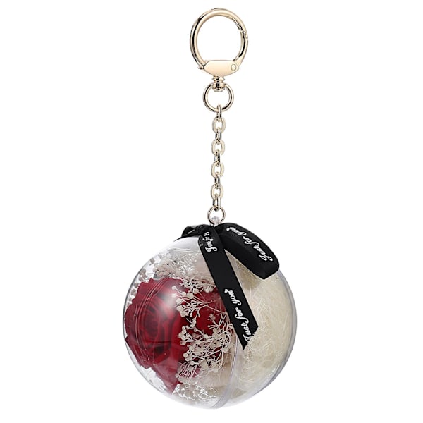 Odödlig blomma boll nyckelring väska prydnad nyckelring Alla hjärtans dag gåva Red 17x8x8cm