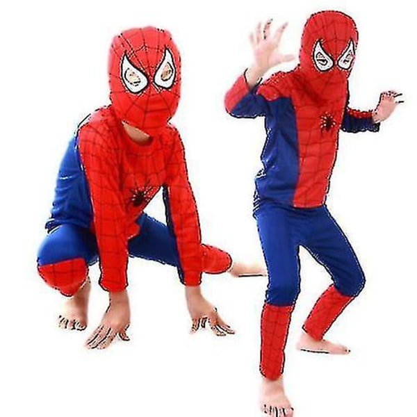 Barn Pojkar Spiderman Cosplay Kostym Mask Superhjälte Fancy Dress Party Outfits 12-29 S(3-4 Years)