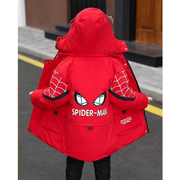Ny Vinter Spider-man Huvjacka Barn Varm Vinterjacka Vadderade bomullskläder Pojkar Red 140CM