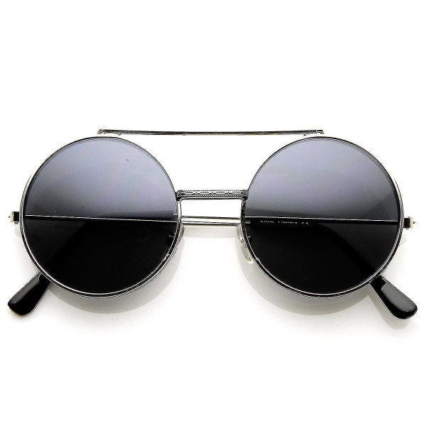 Nya 2023 Limited Edition färguppfällbara Django-solglasögon med rund cirkel Silver Smoke