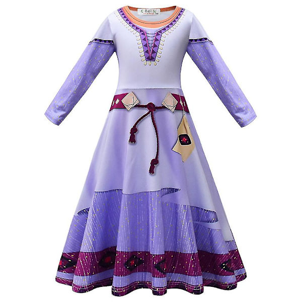 6-12 år Barn Flickor Önske Asha Princess Dress Cosplay Halloween Carnival Party Kostym Prydnadspresenter 8-9 Years