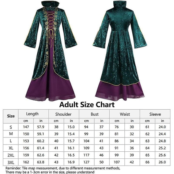 Dam Hokus Pokus Winifred Sanderson Dam Cosplay Dräkt Klänning Sammet Halloween Karneval Kostymer För Vuxen S-3xl S