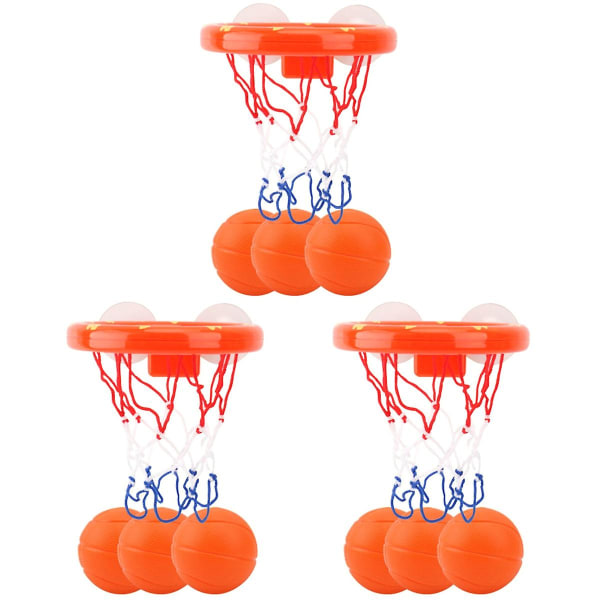 3 set badbasketleksaker Plast självhäftande basketbåge Lekvattenleksaker med 20 bollar för småbarn Babys (sorterad färg) As shown 16X17CM