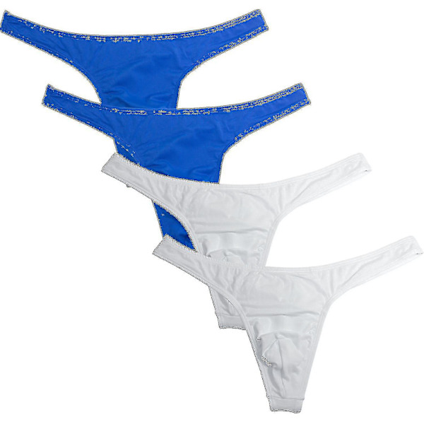 Strängunderkläder för män 4-pack White blue M