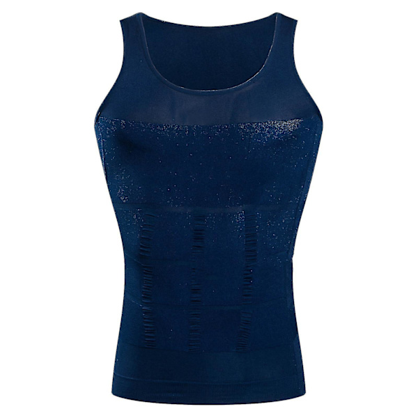 Herr Body Shaping Sweat Bastu Stretch Mage Control Body Underkläder Tight Shapewear Blue XXL